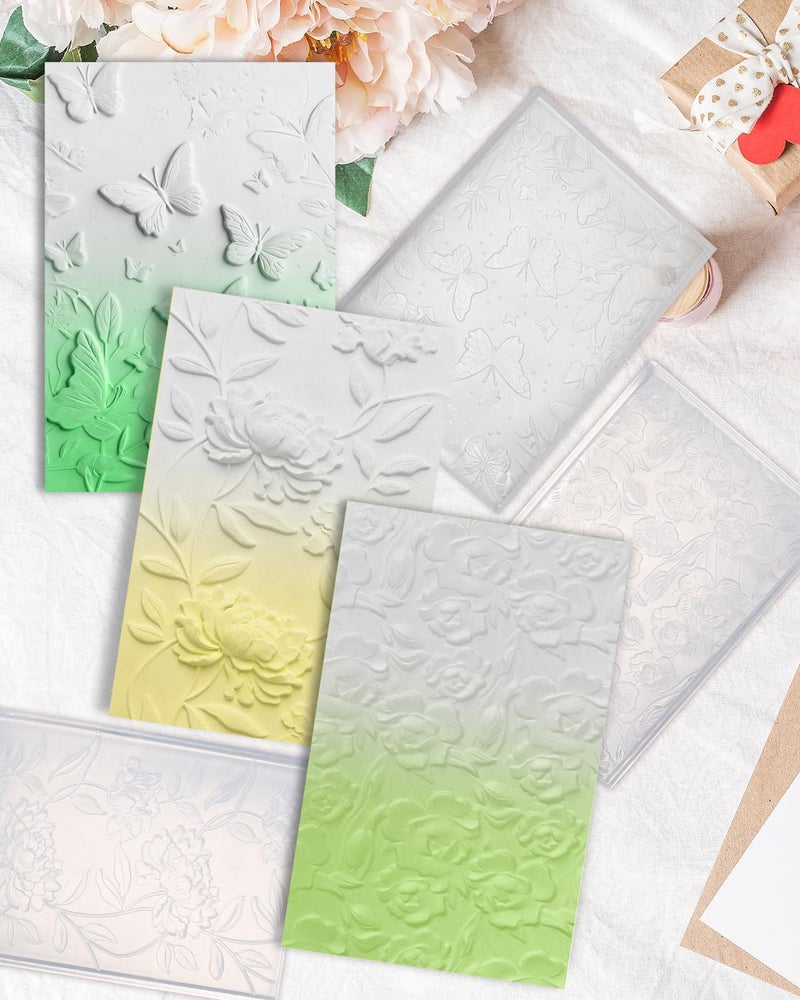 UCEC 3D Embossing Folders for Card Making – 3 Pack Plastic Embossing Folder Templates, Durable Embossing Tools for Scrapbooking, Paper Crafts & Handmade Cards, Card Making Tools (Floral & Butterfly) - Image 3
